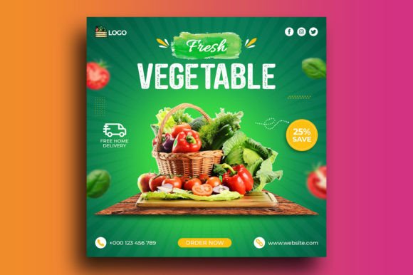 Fresh Healthy Vegetable: Your Go-To Social Media Post Template